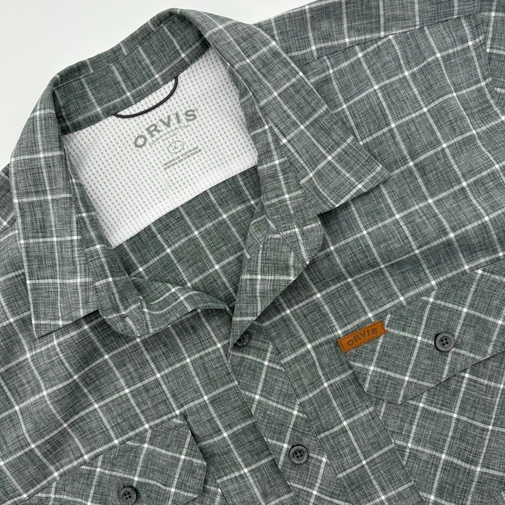 Orvis‎ Classic Collections Men's Gray Plaid Short Sleeve Shirt Performance
